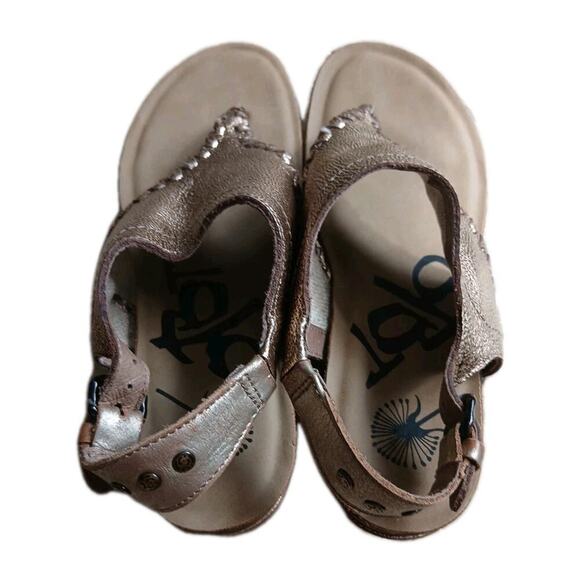 OTBT Meditate Gold Metallic Leather Women 6.5 Slingback Platform Wedge Sandal - Picture 4 of 8